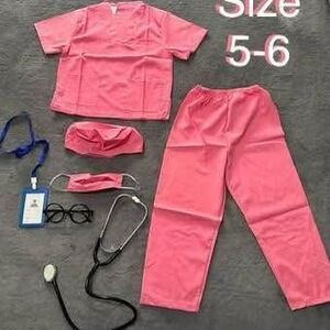 NEW Girls 7pc Doctor Career Day For School/Halloween Costume- Pink (Size: 5-6)